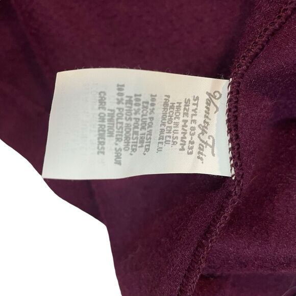 VTG Vanity Fair Maroon House Coat Robe Full Zip Size Medium Plush Elegant USA - Picture 11 of 16